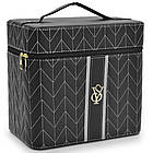 Косметичка органайзер із дзеркалом 27х20х18см Чорна / Кейс для косметики / Органайзер для косметики та прикрас, фото 4