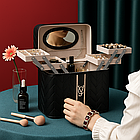 Косметичка органайзер із дзеркалом 27х20х18см Чорна / Кейс для косметики / Органайзер для косметики та прикрас, фото 5