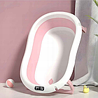 Дитяча ванночка складна з подушкою, термометром для купання дитини рожева для дівчинки Kanzaa Pink, фото 2