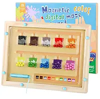 Дошка логічна C 70993 (48) дерев'яна, магнітна гра - сортер, кульки, назви кольорів англійською мовою, стилус, в коробці
