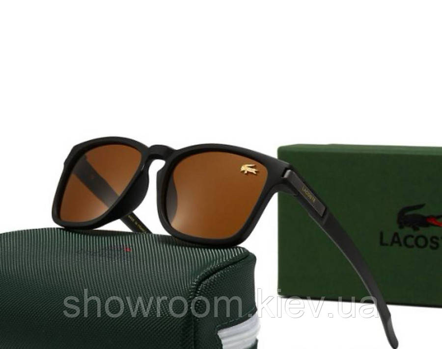 Чоловічі коричневі сонцезахисні окуляри з поляризацією Lacoste (23028), фото 1