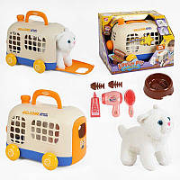 Кошеня з аксесуарами 913-2 (18) набір грумера, миска, їжа, переноска, в коробці