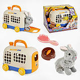 Кролик з аксесуарами 913-5 (18) переноска, миска, морква, щітка для вичісування, в коробці, фото 3