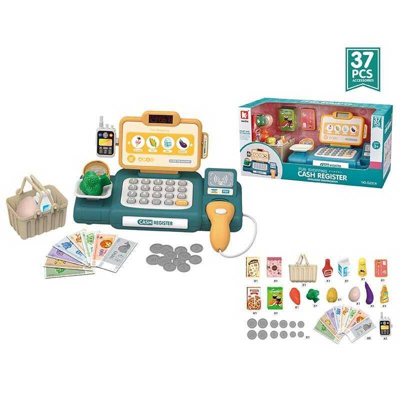 Касовий апарат G 237 A, звук, калькулятор, сканер, ваги, кошик, продукти, гроші, зелений, фото 1