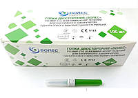 Голка двостороння «ВОЛЕС» розмір 21G (0,8х38мм) зелена, для вакуумного забору крові, одноразового використання стерильна №100