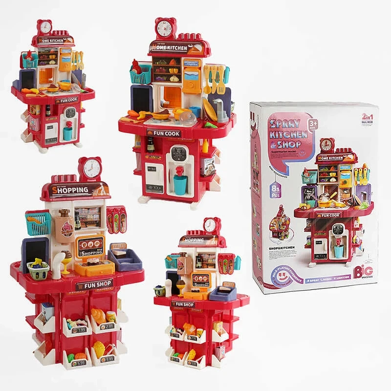 Кухня і супермаркет L 666-88 (4) 83 елементи, висота - 77 см, звук, підсвічування, кулер, холодильник, генератор льоду, пара,, фото 1