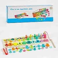 Логічна дерев’яна дошка C 61714 (28) магнітна риболовля, математичний, геометричний сортер, сортер за кольорами, пірамідки, в