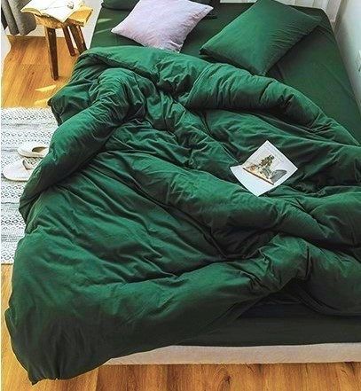 Простирадло 145х220см Washed Cotton варена бавовна Smaragd Moonlight, фото 1