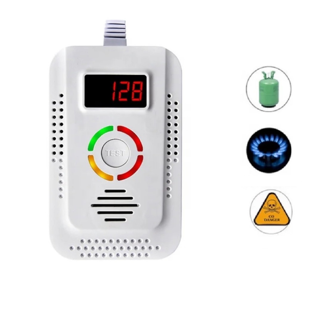 Комбінований датчик 2в1 природного газу (метан, пропан) + чадного газу СО з сиреною та дисплеєм ACJ-908, фото 1