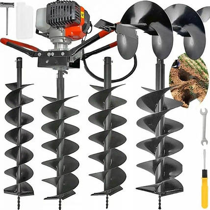 Мотобур 6.7 Вт з 3 буровими коронками BULLTECH BT-7012 pr, фото 1