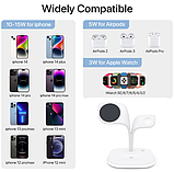 Бездротова Зарядка Qi 5in1 wireless charger Wels YM-UD22 15W Док-станція для iPhone/iWatch/Airpods, фото 5