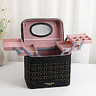 Косметичка-органайзер з дзеркалом (27х18х27см), Чорний / Дорожня косметичка / Кейс для косметики, фото 5