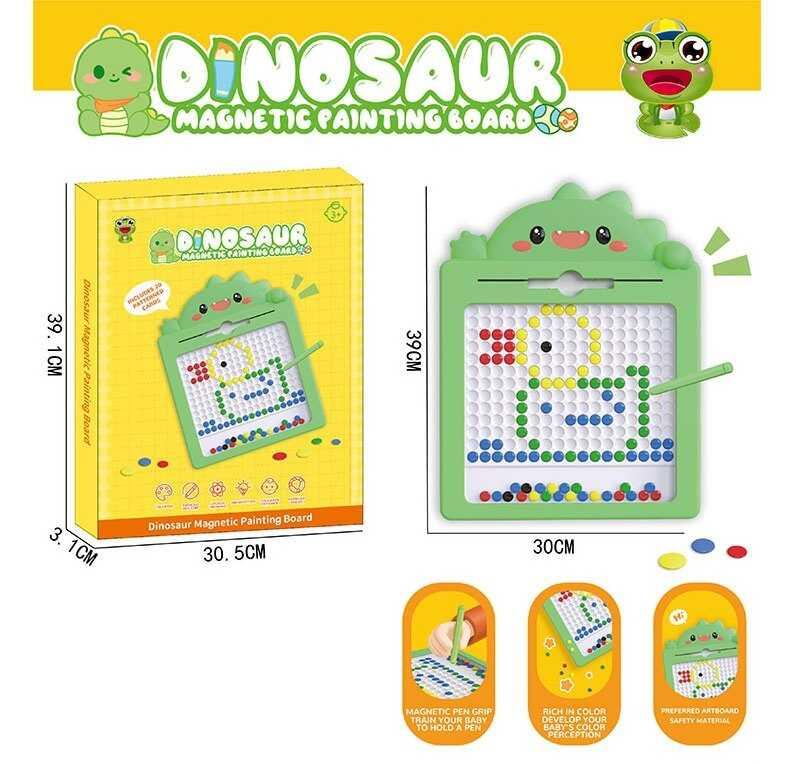 Мозаїка 595-14 (36) “Динозаврик”, 30х39 см, магнітний стилус, картки із завданнями, в коробці, фото 1