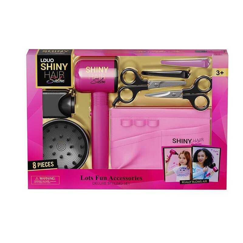 Набір перукаря 626008 (24) 8 елементів, функціональний фен, 2 насадки, ножиці, заколки, накладна кишеня, в коробці, фото 1