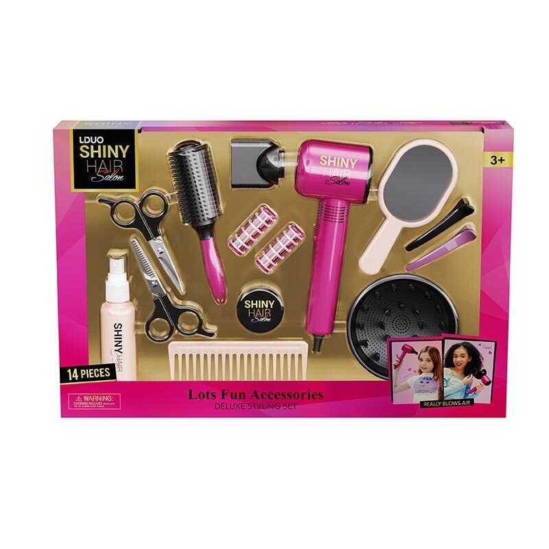 Набір перукаря 626021 (18) 14 елементів, функціональний фен, насадка, ножиці, заколки, бігуді, люстерко, в коробці, фото 1