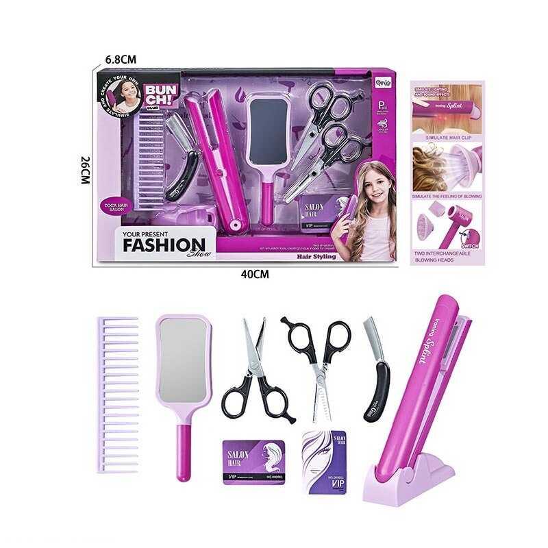 Набір перукаря QY 013 (36) стайлер на батарейках, ножиці, гребінець, дзеркало, в коробці, фото 1