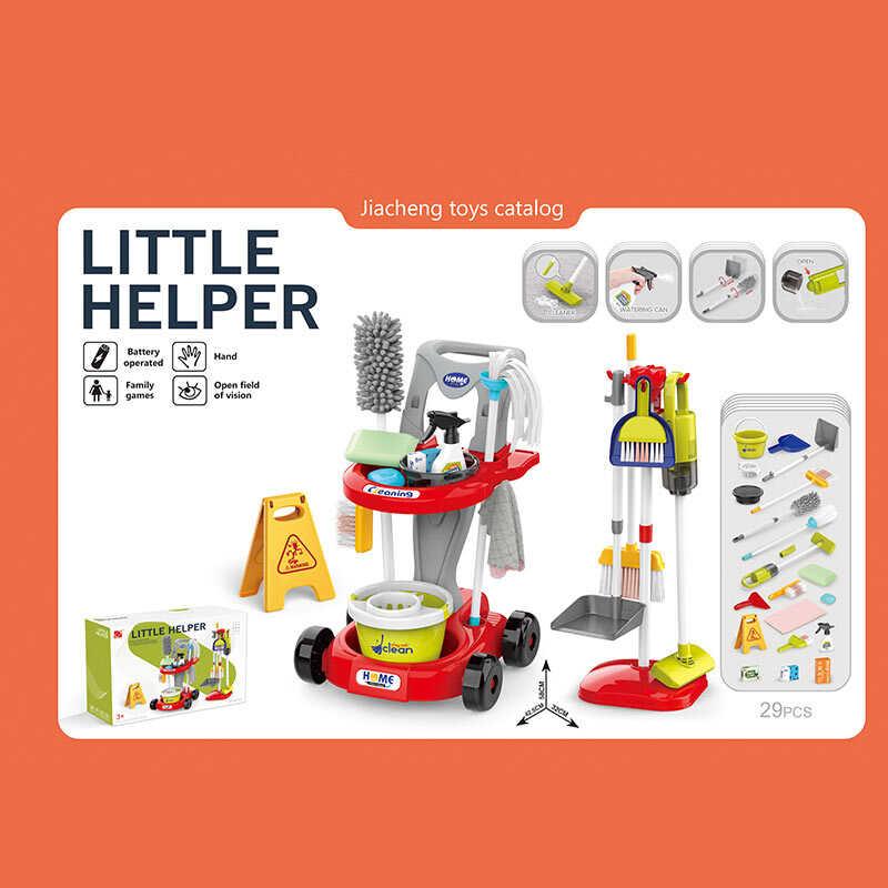 Набір для прибирання 667-67 (8) пилосос на батарейках, візок, відро з віджимом, швабра, мітли, знаки попередження та інші, фото 1