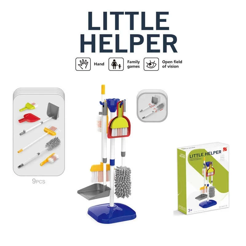 Набір для прибирання 667-75 (36) 9 елементів, підставка, мітла, щітки,  в коробці, фото 1