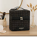 Косметичка-органайзер з дзеркалом (27х18х27см), Чорний / Дорожня косметичка / Кейс для косметики, фото 7