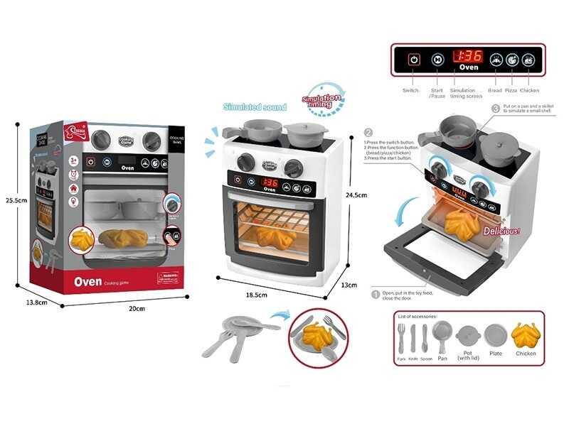 Плита F 2309 (24/2) звуки, підсвічування, відкриваються дверцята, муляжі їжі та посуду, в коробці, фото 1