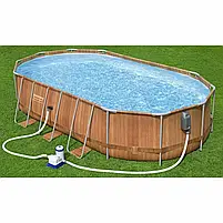 Каркасний басейн Bestway 56719 овальний 610×366×122 см (гідромасаж, фільтр 9463 л/год, драбина, підсвітка), фото 4
