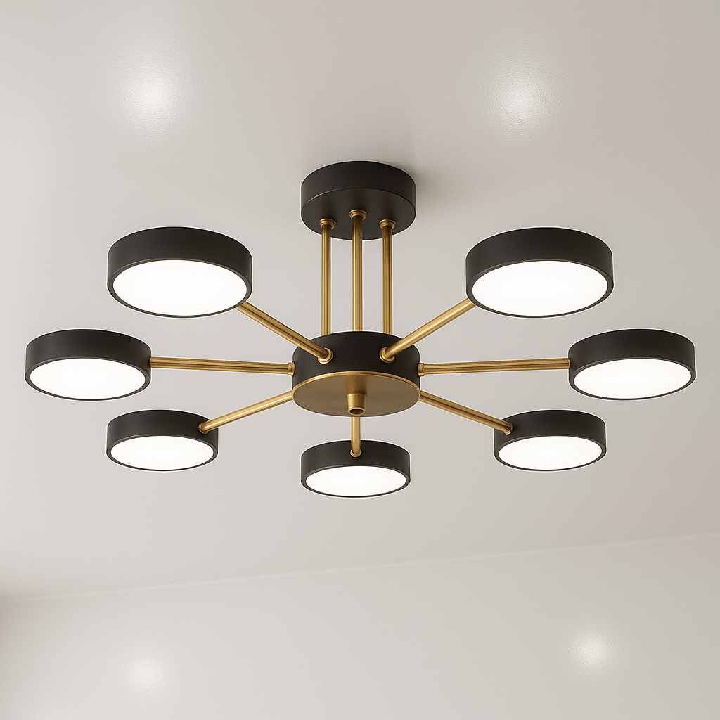 Люстра ЛОФТ Світлоідодна Sirius 126W до 20 м² колір Чорний + Золото B X13242/7 BK+FGD, фото 1