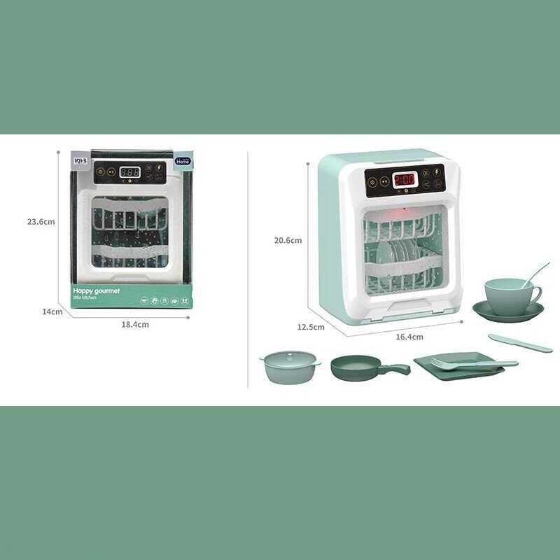 Посудомийка A 1013-2 (36) на батарейках, підсвітка, таймер, звук, імітація роботи посудомийної машини, набір посуду, в коробці, фото 1