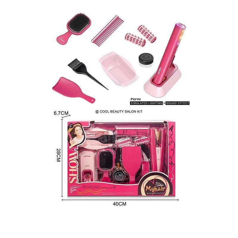 Набір перукаря 2802-6 (36/2) стайлер, звук, підсвітка, гребінець, щітка, флакончики, резиночки, мисочка для фарби, в коробці, фото 1