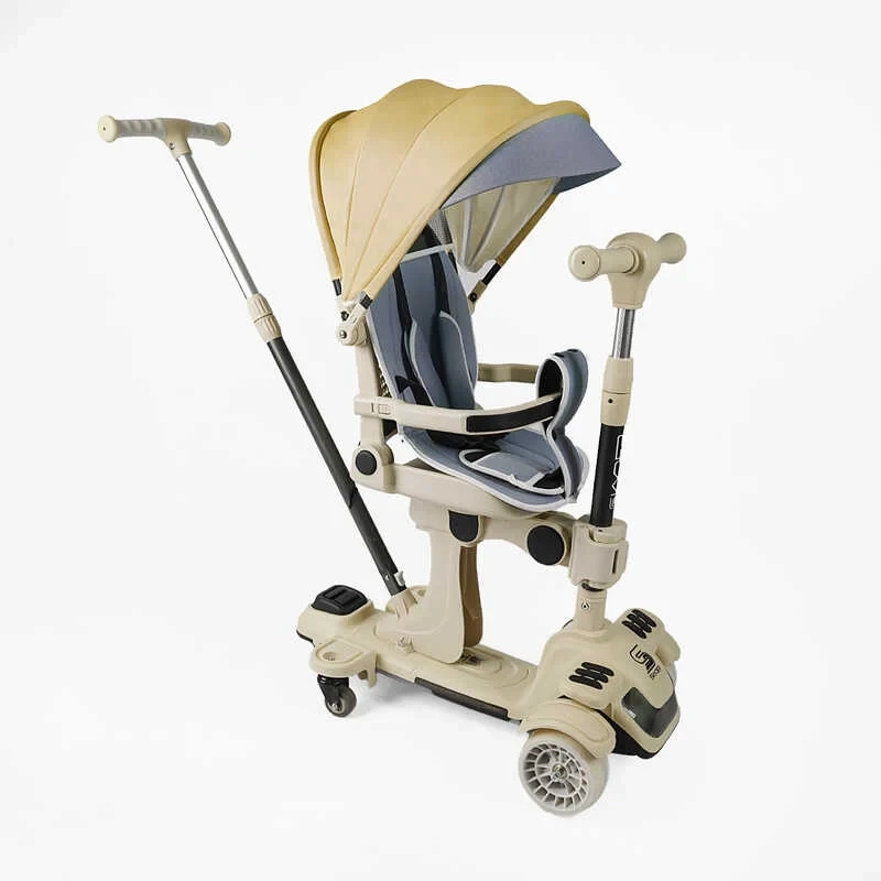 Самокат 5в1 "Skyper" BL-83655 (4) колеса PU125х40 мм зі світлом, з капюшоном, поворотне сидіння, з ДОП. КОЛЕСАМИ, захисний бампер,, фото 1