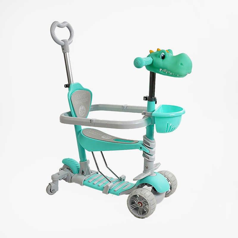 Самокат 5в1 P-67303 (1) Best Scooter, з ДОП. КОЛЕСАМИ, захисний бампер, PU колеса зі світлом, в коробці, фото 1