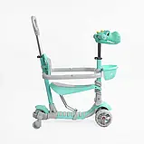 Самокат 5в1 P-67303 (1) Best Scooter, з ДОП. КОЛЕСАМИ, захисний бампер, PU колеса зі світлом, в коробці, фото 2
