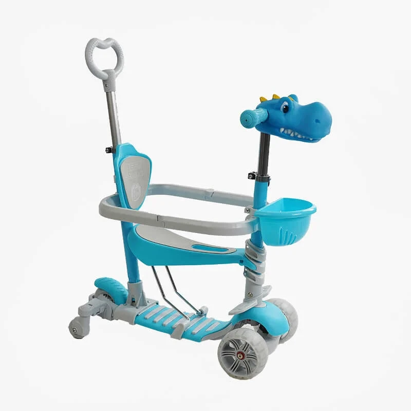 Самокат 5в1 P-92401 (1) Best Scooter, з ДОП. КОЛЕСАМИ, захисний бампер, PU колеса зі світлом, в коробці, фото 1