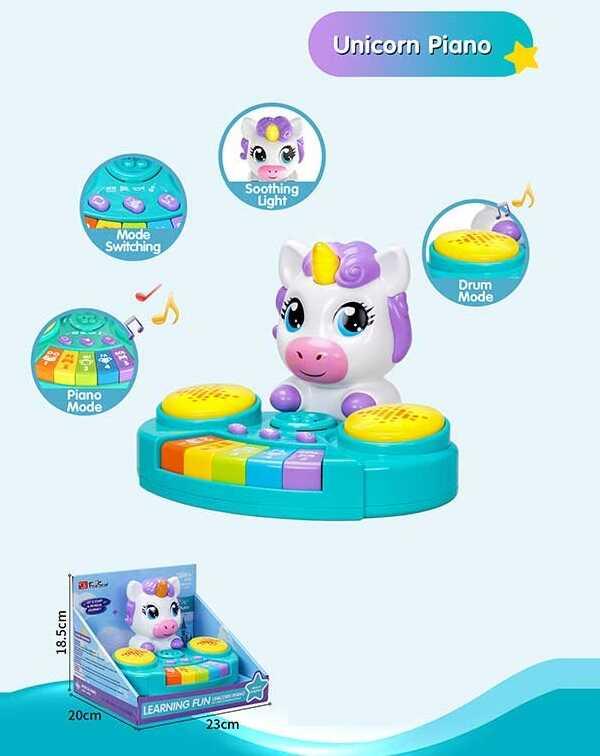 Піаніно 35869 A (16/2) барабан, 4 музичних інструменти, звуки тварин, мелодії, підсвічування, в коробці, фото 1