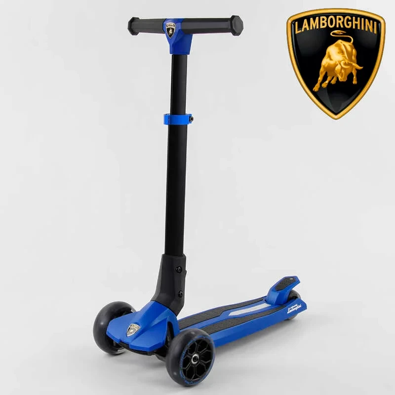 Самокат Lamborghini триколісний LB - 20300 (4) складане алюмінієве кермо, колеса PU зі світлом, в коробці, фото 1