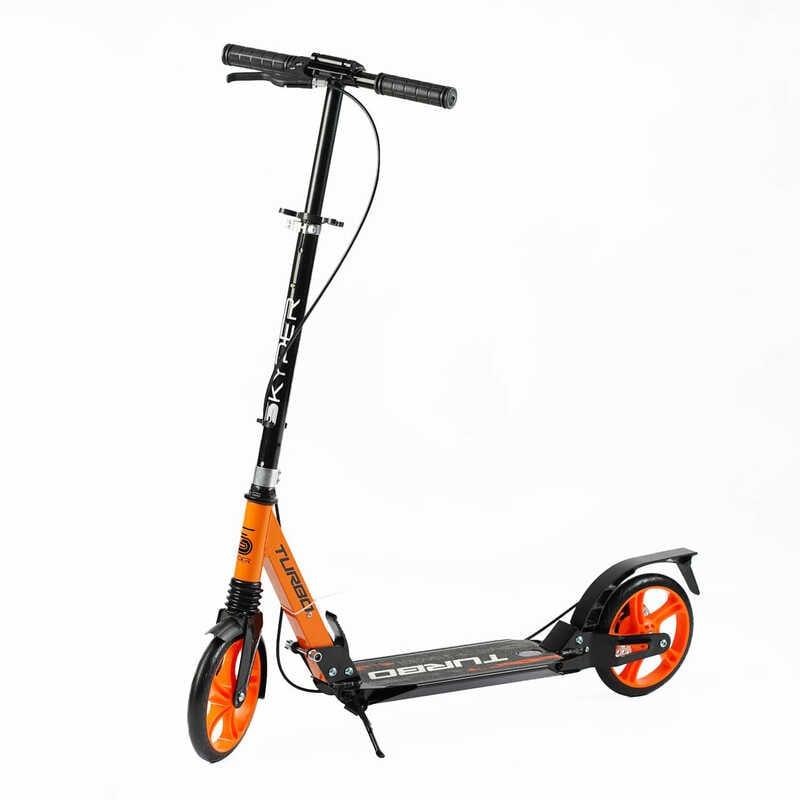 Самокат Skyper "Turbo" TR-15100 (4) сталева рама, ручне дискове гальмо, діаметр PU коліс - 200мм, 2 амортизатори, в коробці, фото 1