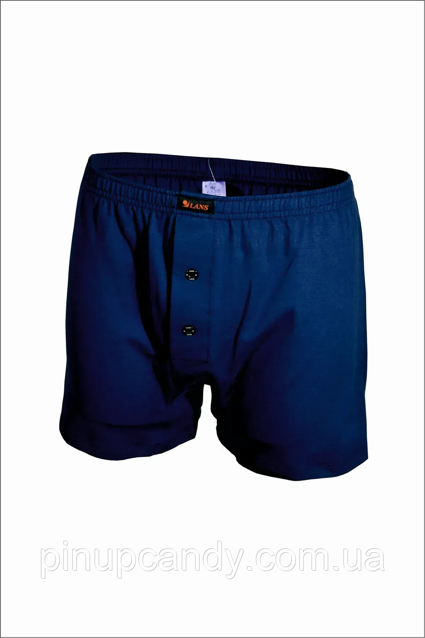 Однотонні боксерки чоловічі на ґудзиках Lans L01/003 бавовна сині XXXL, фото 1
