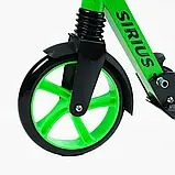 Самокат двоколісний "Skyper" S - 95019 (4) "Sirius", салатово-чорний, колеса PU 200 мм, 1 амортизатор, ручне гальмо, в коробці, фото 6