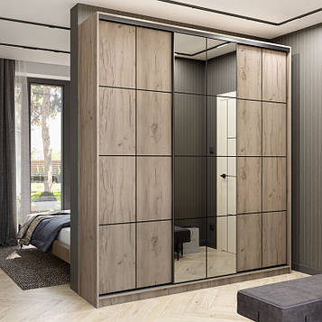 Шафа купе з трьома дверима ALTO Black, Дуб крафт сірий