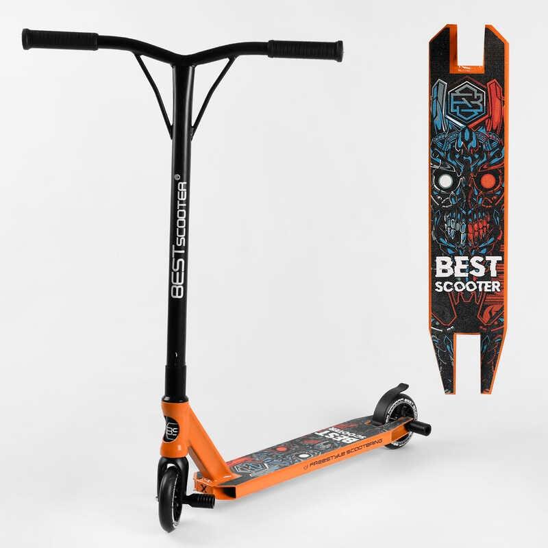 Самокат трюкових Best Scooter 18378 (1) HIC-система, Пегі, алюмінієвий диск і дека, колеса PU d-110мм, ширина керма - 52 см,, фото 1