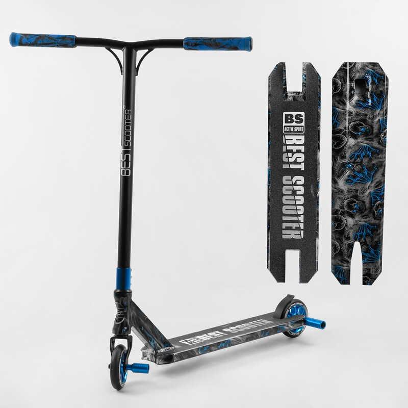 Самокат трюковий Best Scooter BS-77566 (4) HIC-система, ПЕГИ, алюмінієвий диск та дека з ПРИНТОМ, колеса PU, d = 110мм, ширина, фото 1