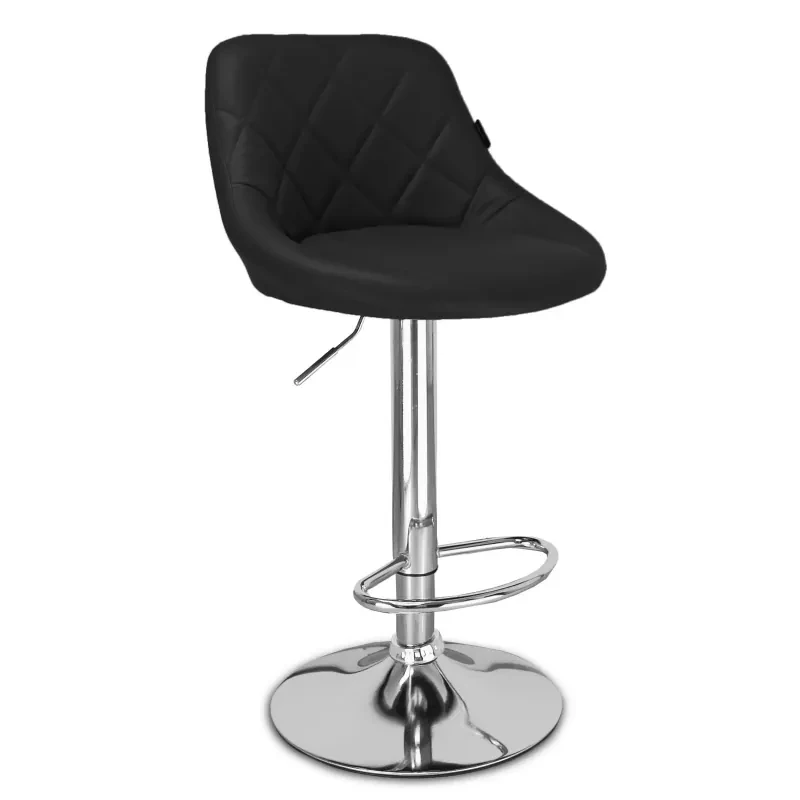 Стілець для бару з комфортною спинкою Toledo велюровий, з хромованою підніжкою та регулюванням висоти, чорний, фото 1