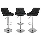 Стілець для бару з комфортною спинкою Toledo велюровий, з хромованою підніжкою та регулюванням висоти, чорний, фото 3