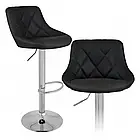 Стілець для бару з комфортною спинкою Toledo велюровий, з хромованою підніжкою та регулюванням висоти, чорний, фото 4