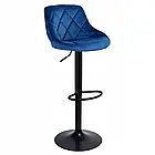 Стілець для бару з комфортною спинкою Toledo велюровий, з хромованою підніжкою та регулюванням висоти, чорний, фото 5