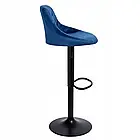 Стілець для бару з комфортною спинкою Toledo велюровий, з хромованою підніжкою та регулюванням висоти, чорний, фото 6