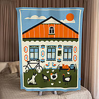 Якісний плед на ліжко односпальне «Дитинство» 130х170 см. / Затишне покривало на диван з малюнком