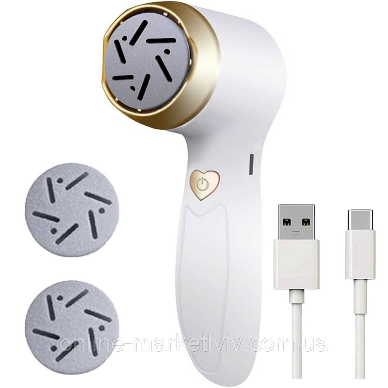 Електрична пемза для ніг з 2 насадками, USB / Апарат для педикюру / Пилка для ніг, фото 1