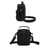 Сумка чоловіча маленька чорна з плечовим ременем, фото 2