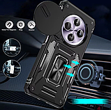 Чохол броньований протиударний для Xiaomi Redmi A4 5G ЧОРНИЙ Чохол із підставкою та шторкою, фото 5