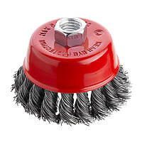 Щітка чашкова 75 мм, для КШМ, М14 (пучки крученого дроту) INTERTOOL BT-2075